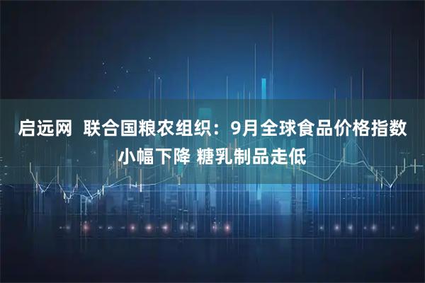 启远网  联合国粮农组织：9月全球食品价格指数小幅下降 糖乳制品走低